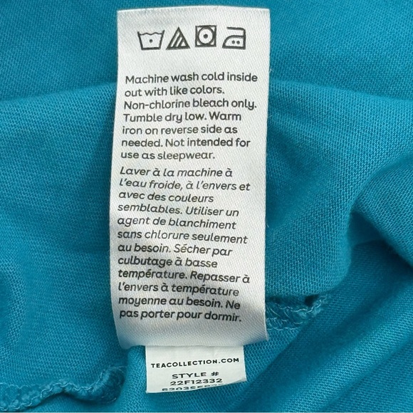 Tea Collection Girls Long Sleeve Mighty Mini Dress 5 Teal Long Sleeve Cotton EUC - Picture 7 of 10